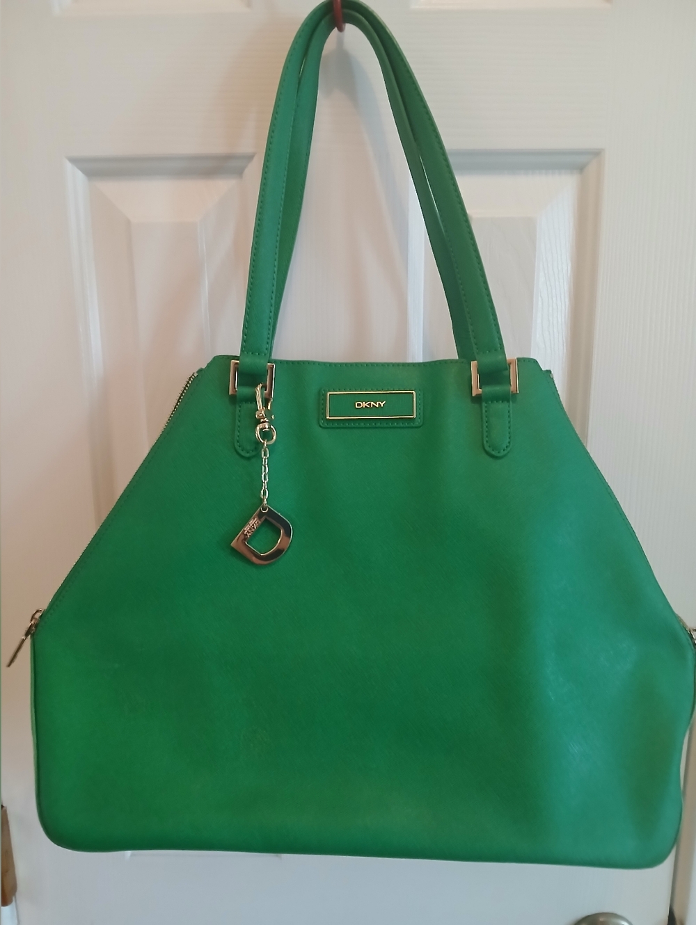 DKNY Emerald Green Tote with Gold Hardware